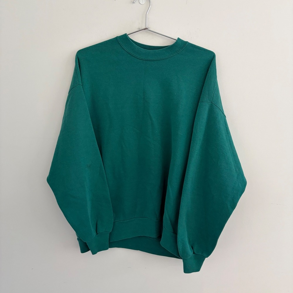 Vintage Jerzees Mens Blank Crewneck Sweatshirt Teal Green XL Made in USA